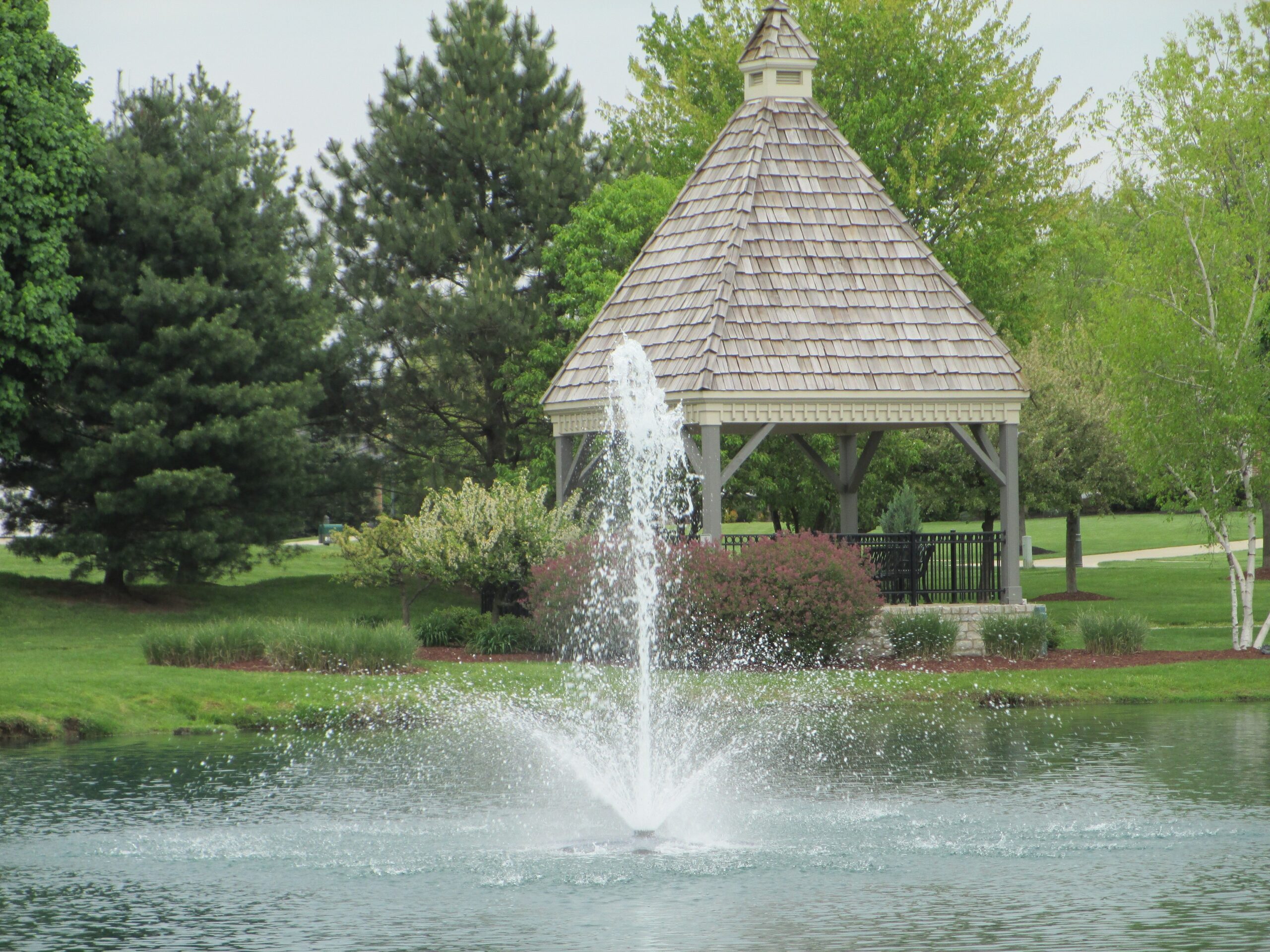 Finished pond and fountain maintained by AQUA DOC